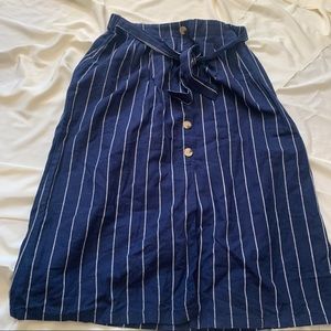 Linen Cotton Blend Midi Skirt